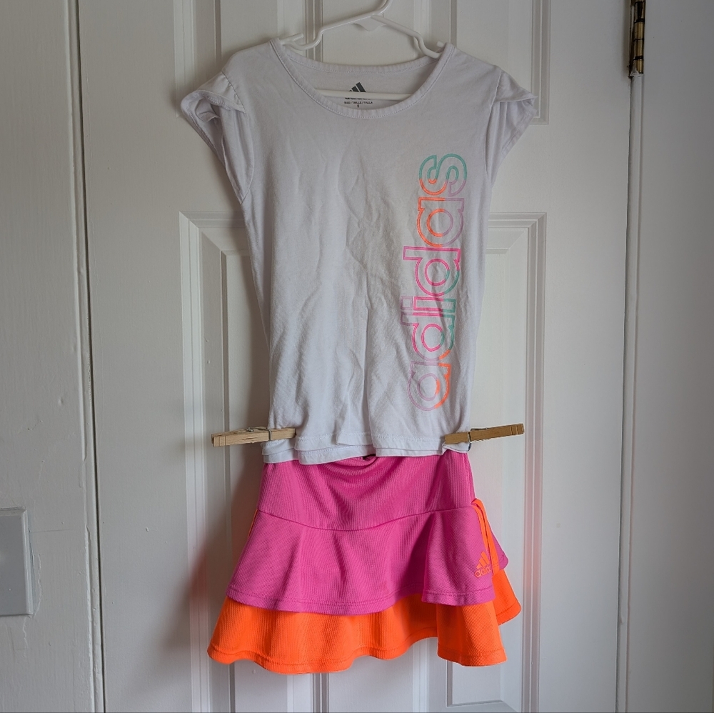 Adidas Girls T Shirt & Skirt Tennis Outfit Size 5